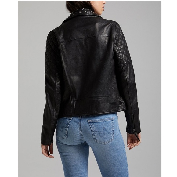 AG Larissa Moto leather jacket, studded true black - Picture 11 of 13